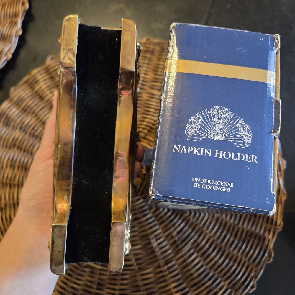 Royal Doulton Gold Plated Napkin Holder Old Country Roses Tableware Vintage RARE - Picture 6 of 13